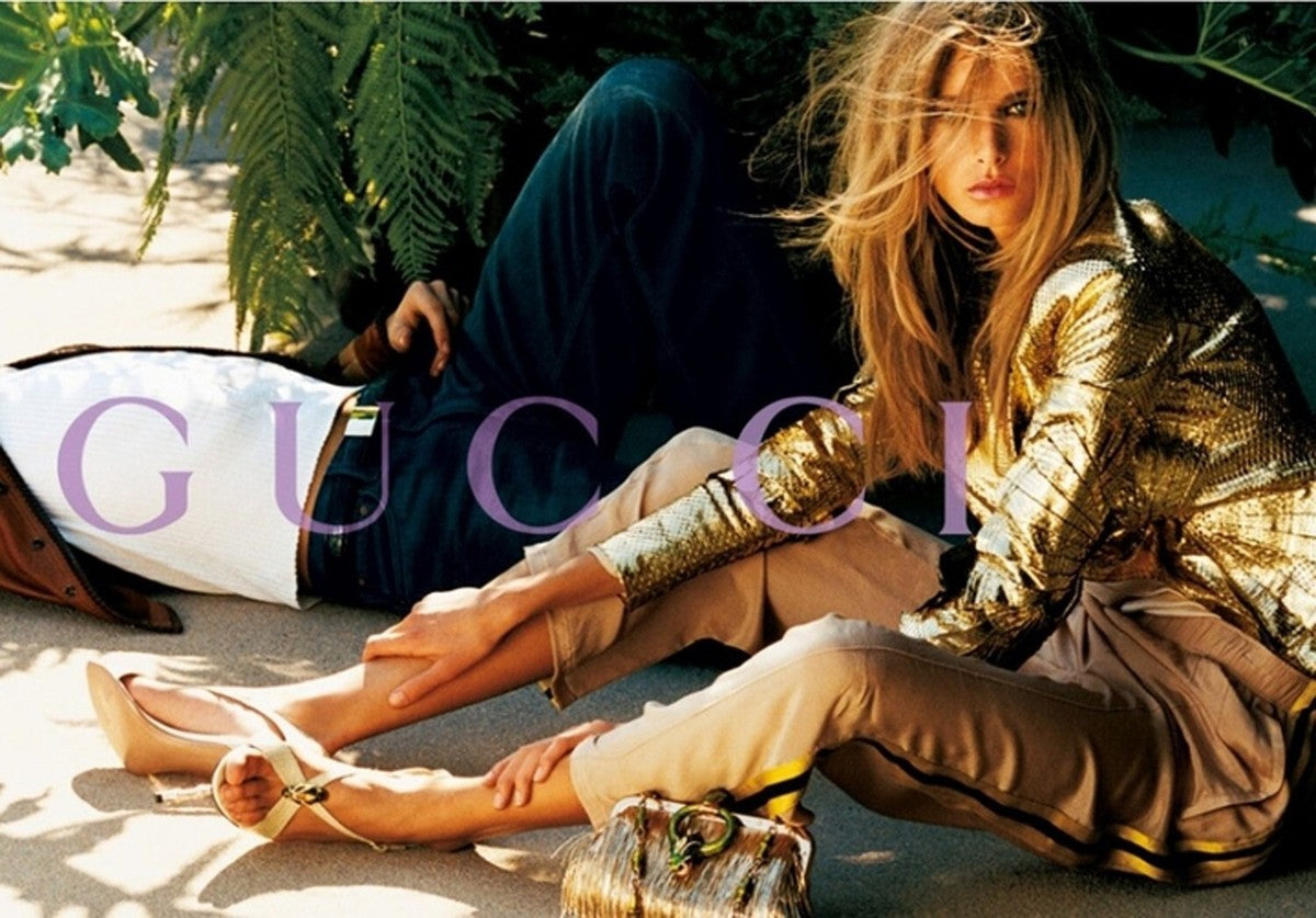 GUCCI BY TOM FORD GOLD PYTHON BAMBOO HEELS