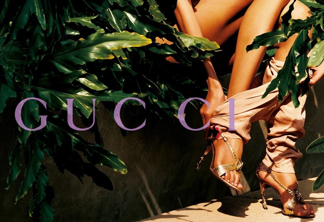 GUCCI BY TOM FORD GOLD PYTHON BAMBOO HEELS