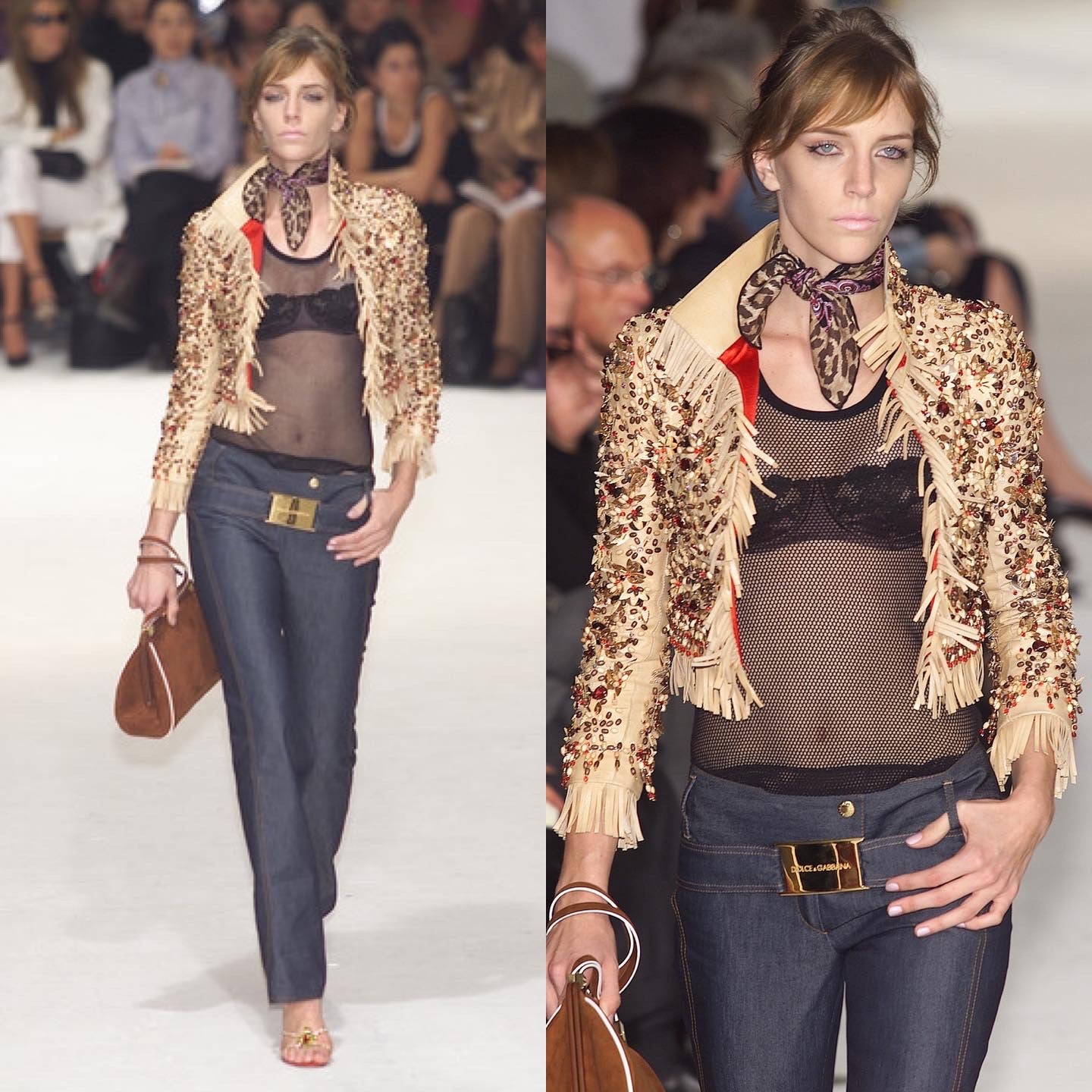 DOLCE & GABBANA SS 2001 RUNWAY GOLD PLATE JEANS