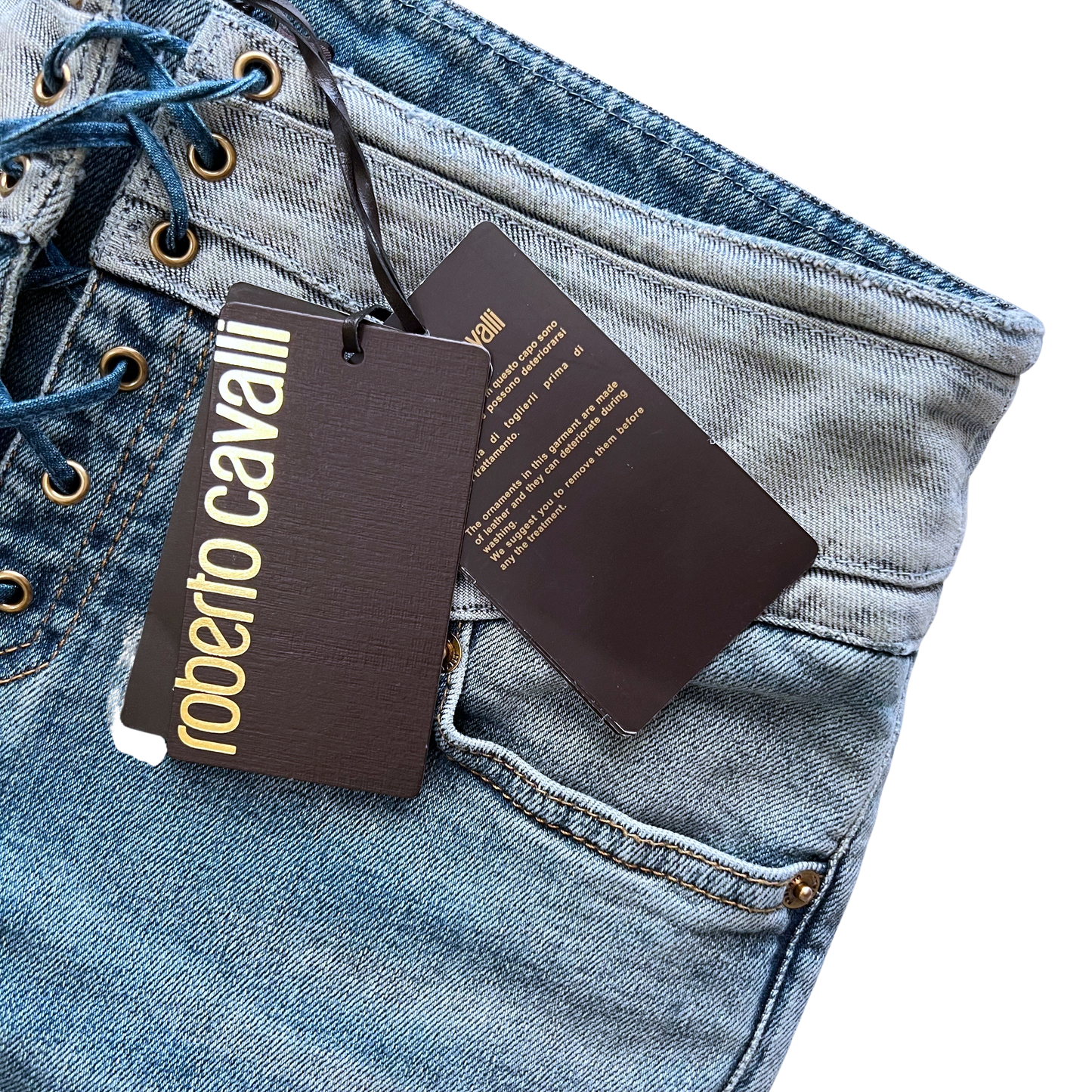 ROBERTO CAVALLI LACE-UP FLARE JEANS