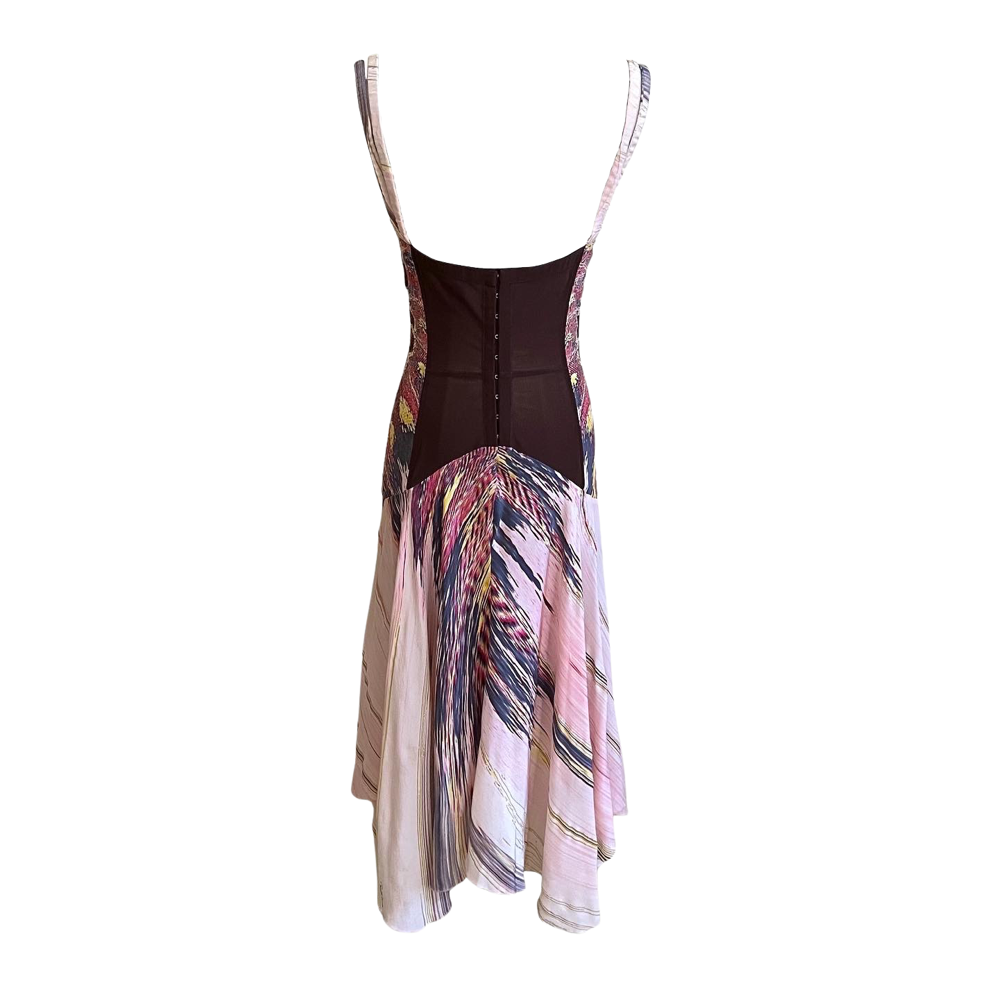 ROBERTO CAVALLI FEATHER PRINT BUSTIER DRESS