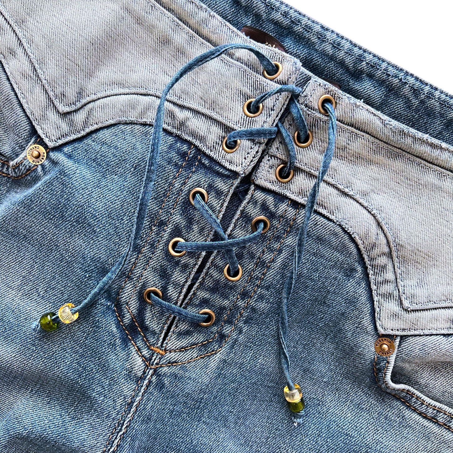 ROBERTO CAVALLI LACE-UP FLARE JEANS