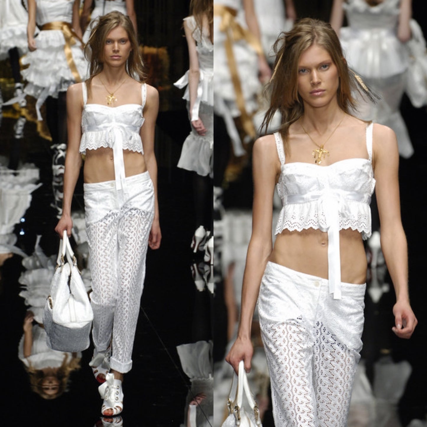 DOLCE & GABBANA SS 2001 RUNWAY EYELET LACE PANTS