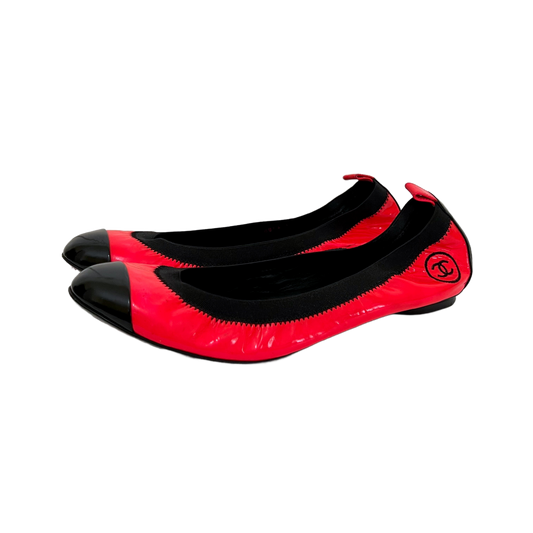 CHANEL 2008 NEON PINK BALLET FLATS