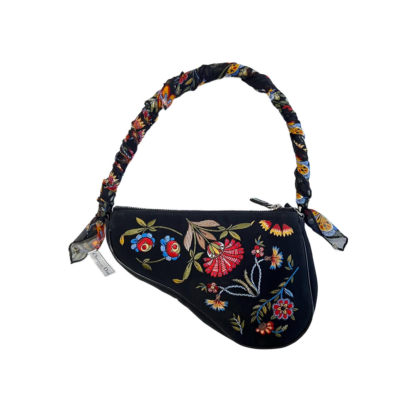 DIOR BY JOHN GALLIANO EMBROIDERED SADDLE BAG