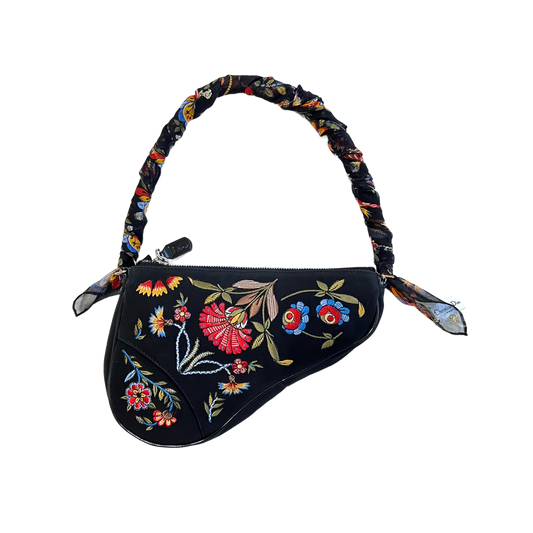 DIOR BY JOHN GALLIANO EMBROIDERED SADDLE BAG
