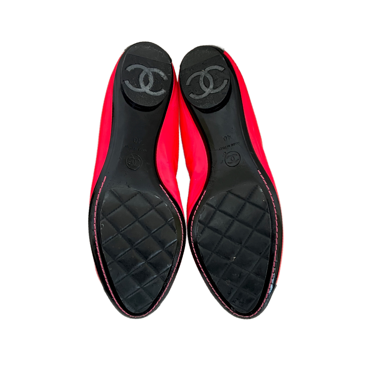 CHANEL 2008 NEON PINK BALLET FLATS
