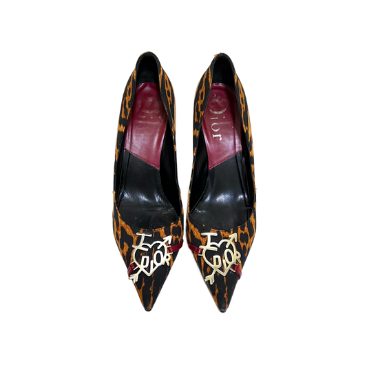 DIOR BY JOHN GALLIANO ‘I LOVE DIOR’ LEOPARD PRINT HEELS