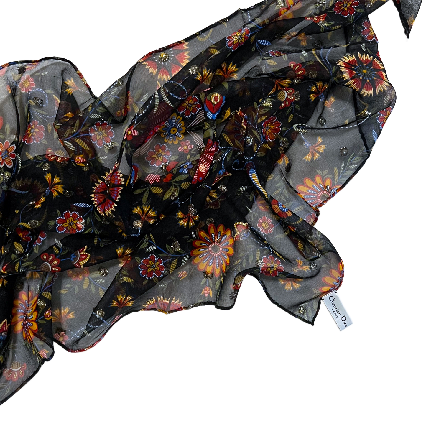 DIOR BY JOHN GALLIANO EMBROIDERED SILK SCARF