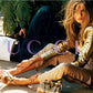 GUCCI BY TOM FORD GOLD PYTHON BAMBOO HEELS