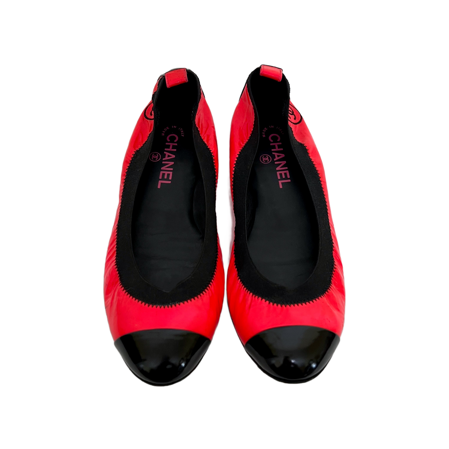 CHANEL 2008 NEON PINK BALLET FLATS