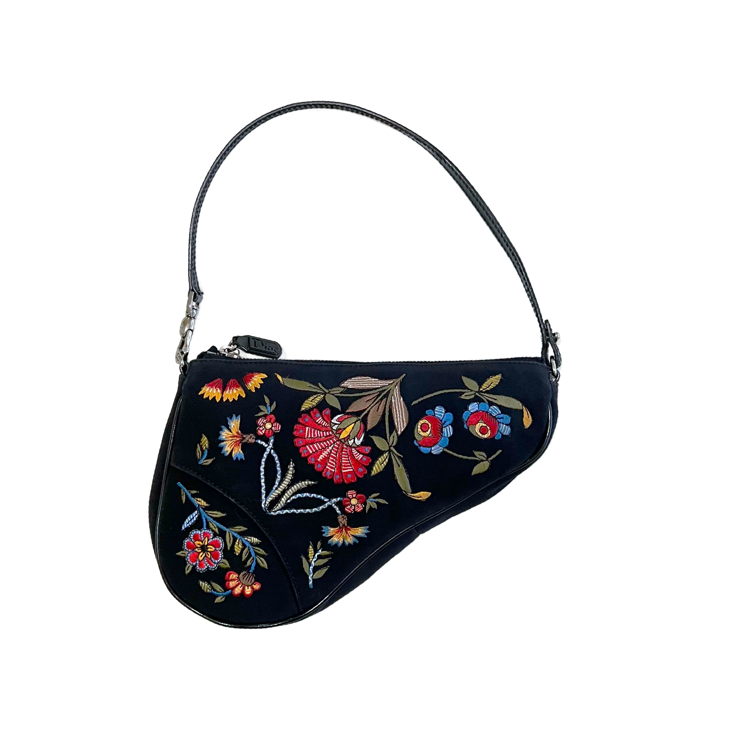 DIOR BY JOHN GALLIANO EMBROIDERED SADDLE BAG