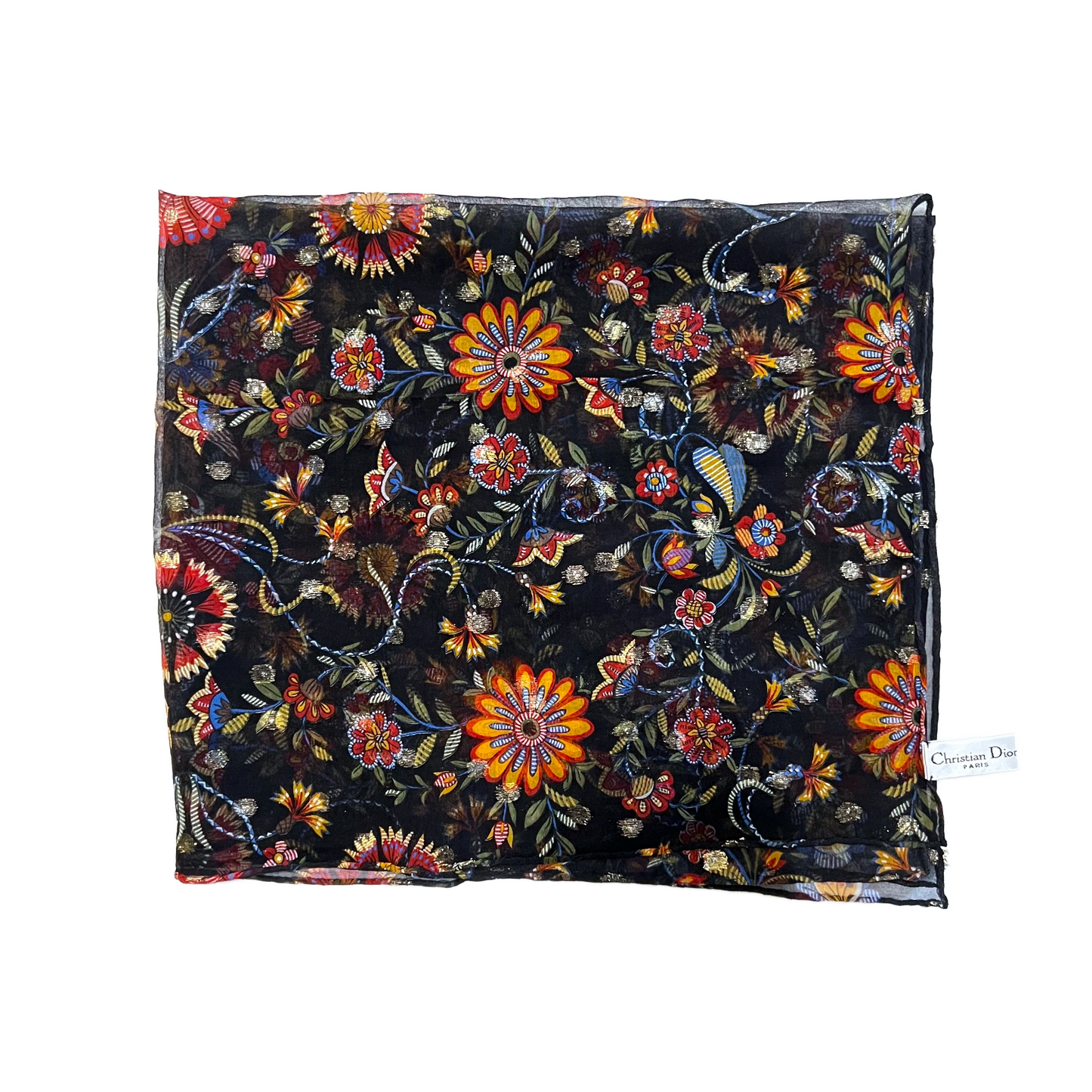 DIOR BY JOHN GALLIANO EMBROIDERED SILK SCARF