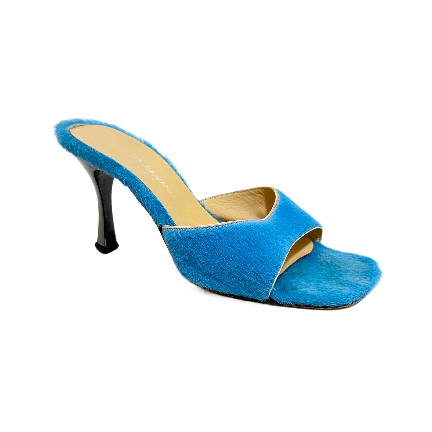 DOLCE & GABBANA BLUE PONY HAIR MULES