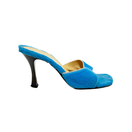 DOLCE & GABBANA BLUE PONY HAIR MULES