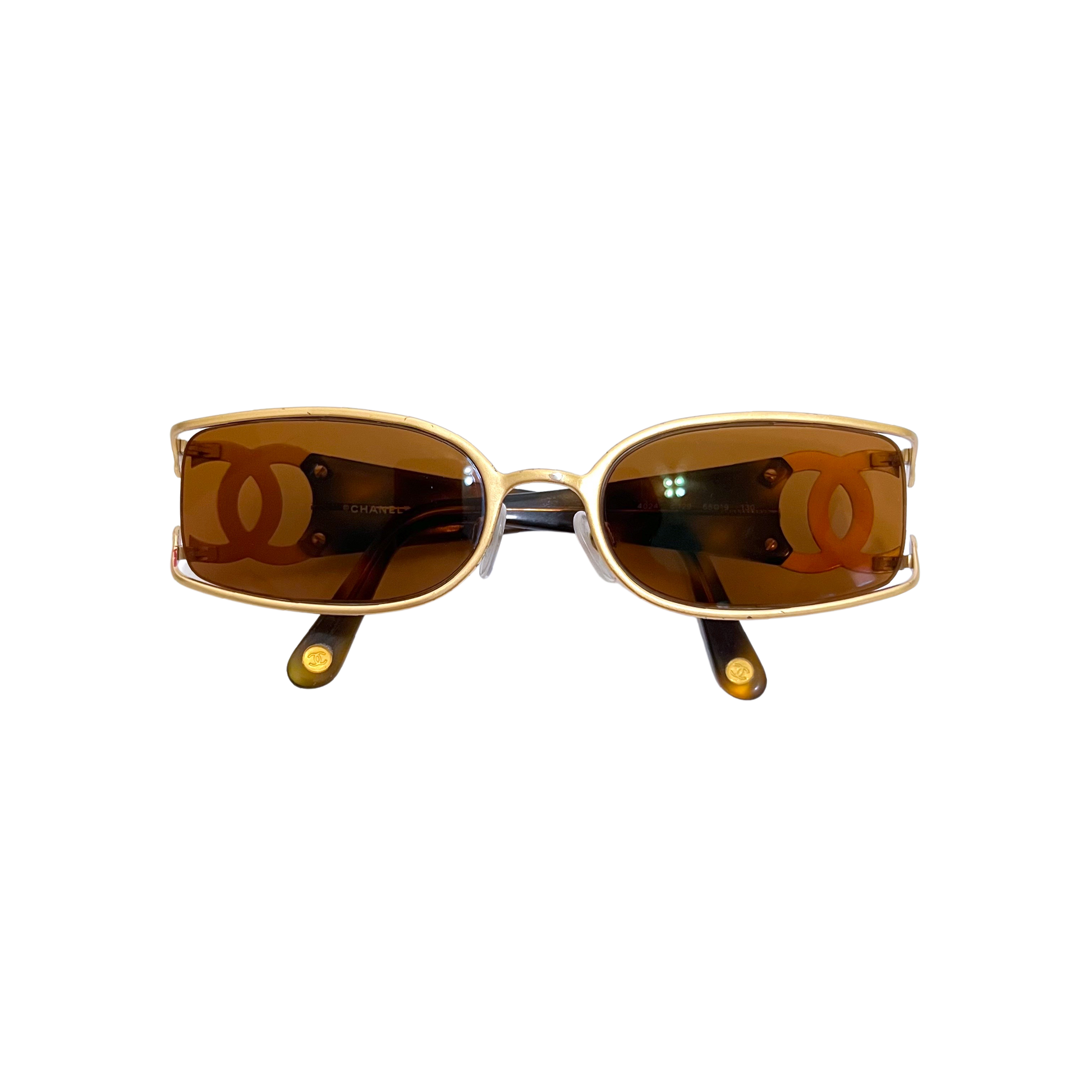 CHANEL 5124 A Sunglasses 59-17 Brown Gold Plastic Women's Made in Italy 384