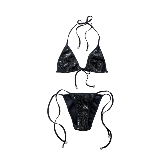 VERSACE BLACK SEQUIN STRING BIKINI