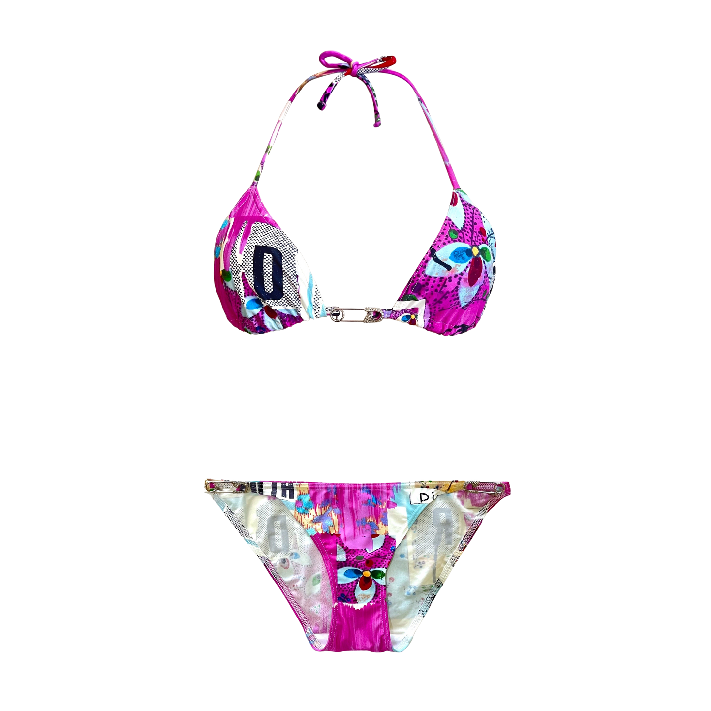 DIOR BY JOHN GALLIANO RARE RHINESTONE SAFETY PIN BIKINI