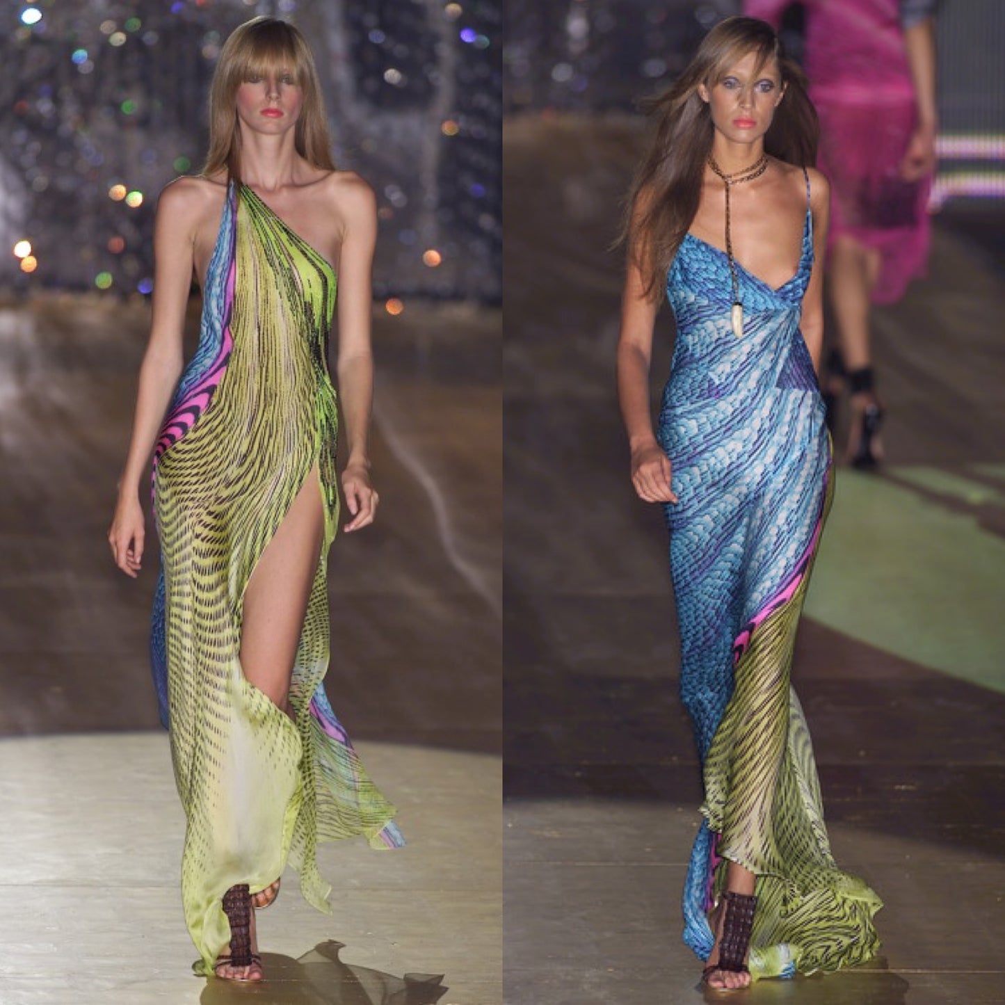 ROBERTO CAVALLI SS 2001 RUNWAY PSYCHADELIC PRINT DRESS