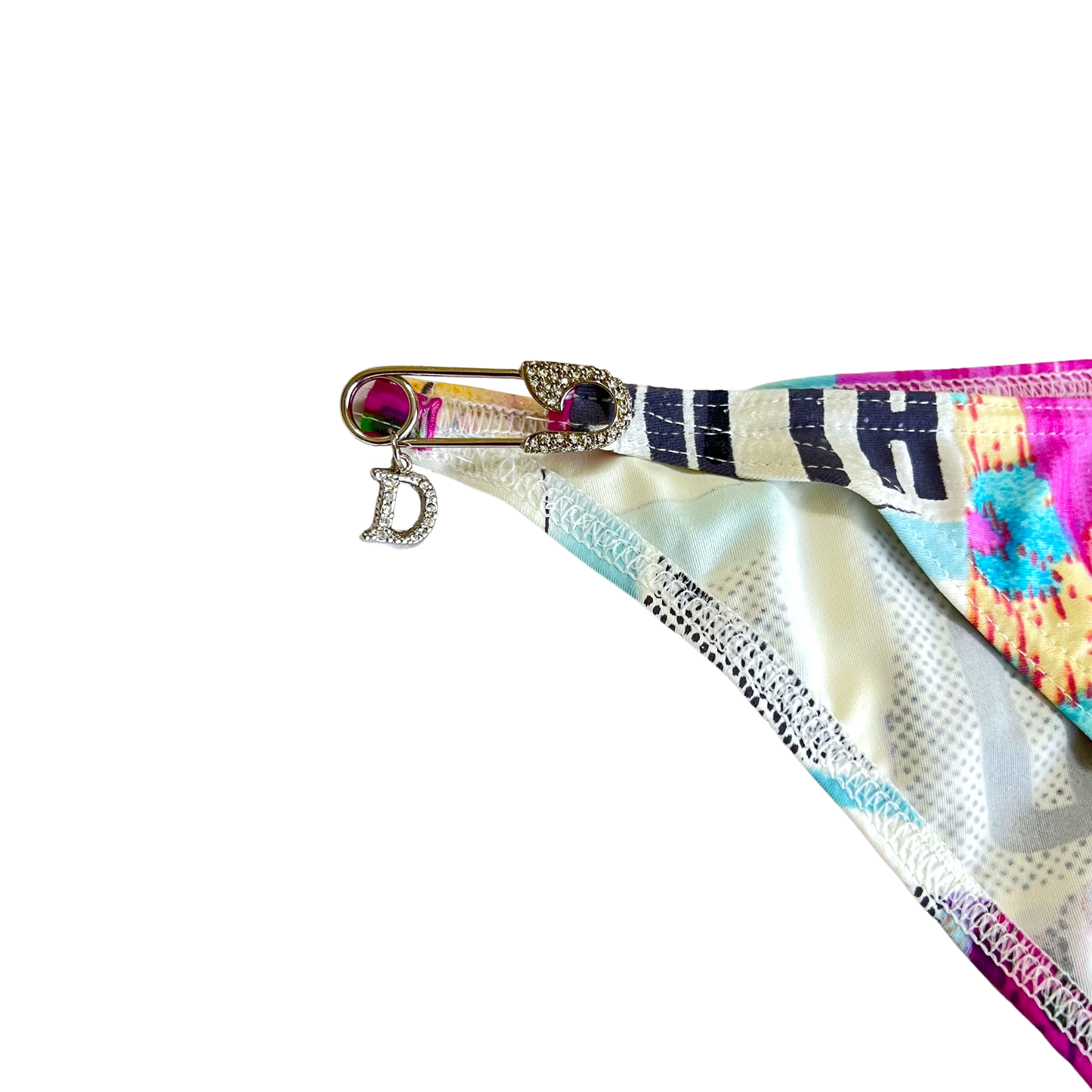 DIOR BY JOHN GALLIANO RARE RHINESTONE SAFETY PIN BIKINI